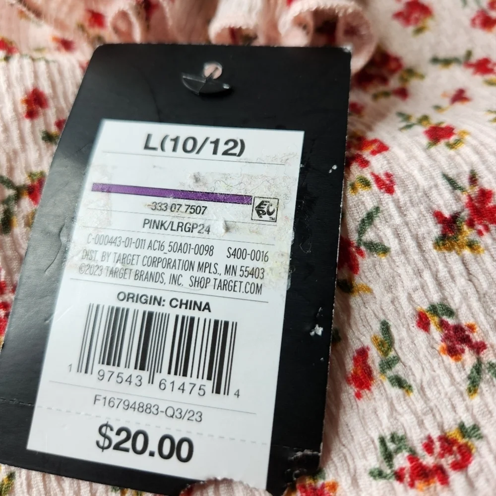 Girl's Floral Dress & Red Sweater - Art Class - Size L(10-12)
